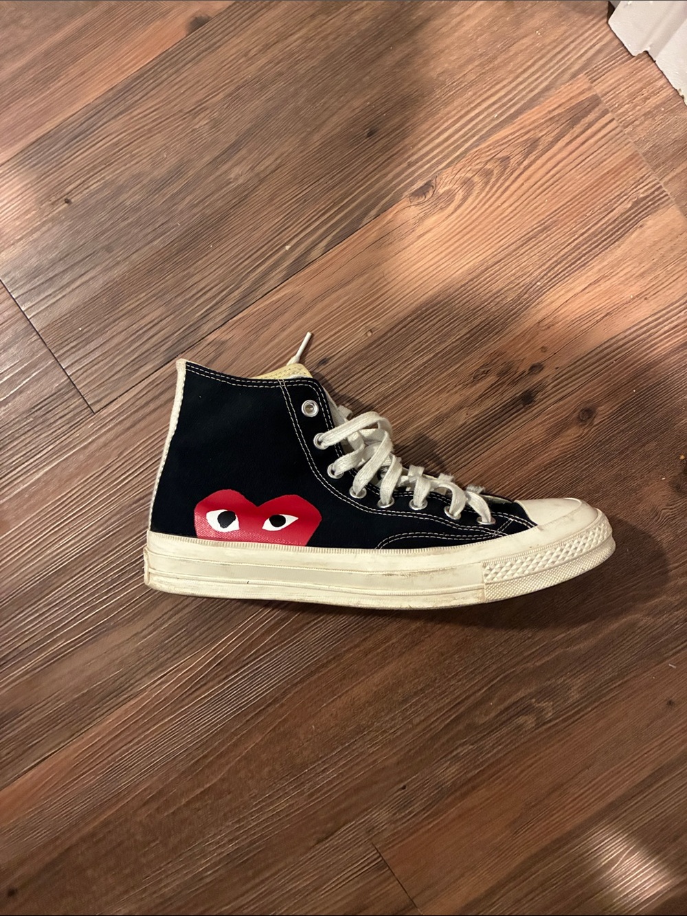 Converse Black High-Top Sneakers with Red Heart Graphic